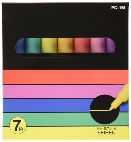 1M7C Marker Paint Pens, Ultra Fine Pen Tip, Set of 7 Colors, Pack of 7 Markers | Water-based Pigment Ink | Exclusive Vibrant Colors & Best in Class Ink Flow Performance | Limited Edition - Japan Model