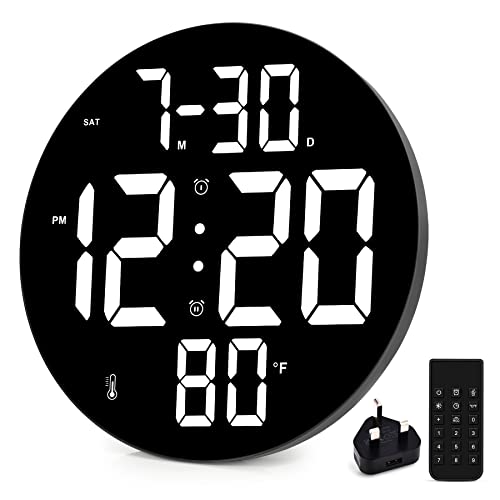 Reloj digital de pantalla grande, reloj de pared grande de 9 pulgadas, reloj digital grande con pantalla grande, brillo de 4 niveles, control remoto, fecha, temperatura interior, 12/24H Cover