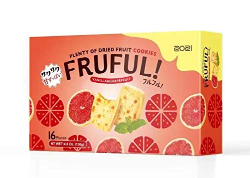 Fruful! Dried Fruit Cookies - Vanilla & Grapefruit Butter Cookies 16 count(4.8 oz) - Healthy Fruit Snacks for Office and Home by ZOZI