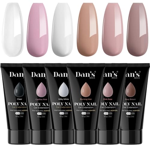 Dan's Poly Nail Gel, 60ML Essential Nudes Gel Builder Nail Extension for All Season Gel Color Strengtheners-Long-Lasting Molding Gel Nail Supplies for DIY Salon (Essential Nudes)
