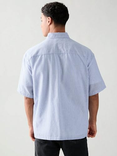 Image of Lymio Men Shirt || Striped Shirt for Man || Half Sleeve || 100% Cotton (Packs Also Available) (Oxford-Lining)