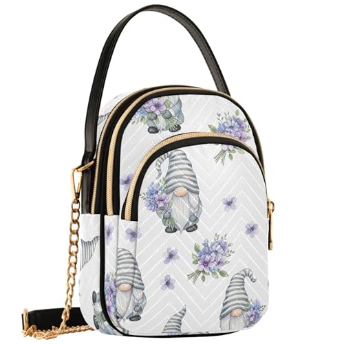 Cartera floral blanca para mujer con correa de hombro miniatura 3