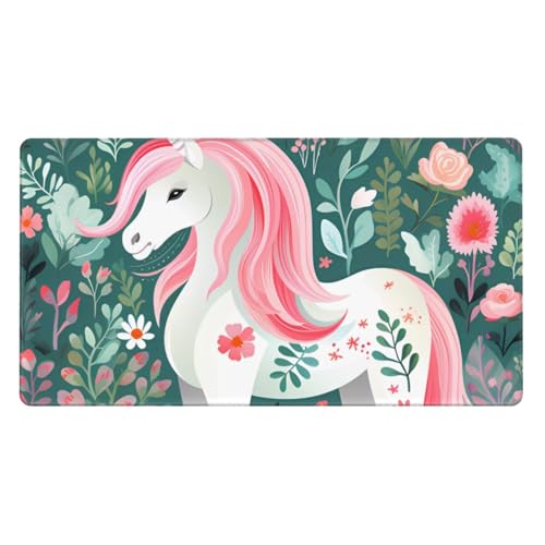 Tapis de souris licorne rose grand format, une idée cadeau originale pour le bureau