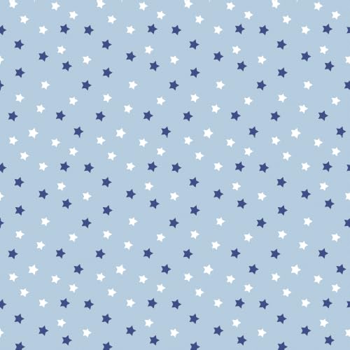Image of LORETO - A QUALITY LINEN BRAND 144 TC 100% Pure Cotton King Size Fitted Bedsheet with 2 Pillow Covers for 72 x 72 Inch Mattress, All-Around Elastic, 8 Inch Deep Pocket, Nile Blue Stars