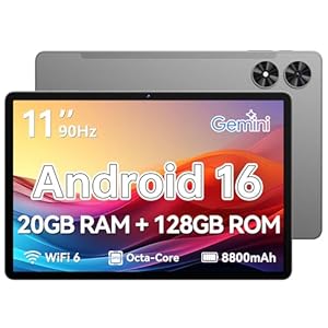 Tablet 11 inch, Android 16 Tablet with Octa-Core Processor, 20GB RAM 128GB ROM 1 TB Expandable, 1280×800 IPS Touch Screen, GPS, 8H Battery, WiFi 6, BT 5.2, 8MP+13MP Dual Camera (Gray)