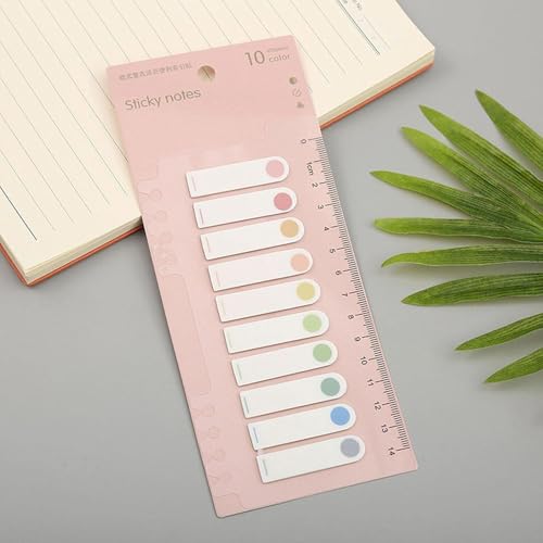 UCRAVO 200 hojas de notas adhesivas punteadas con función de regla transparente, eliminación limpia, pestañas de índice de escritura para libros, carpetas, archivadores, notas autoadhesivas
