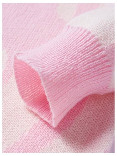 Image of RoseSeek Girl's Bow Graphic Sweaters Crewneck Long Sleeve Knit Pullover Tops Drop Shoulder Knitwear