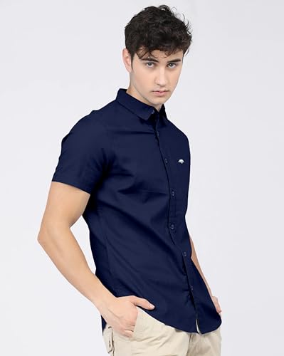 Image of BRUCEWANE Men's 100% Cotton Half Sleeve Shirt