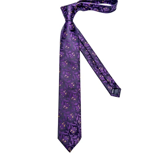 Image of DiBanGu Silk Ties for Men Necktie and Lapel Pin Brooch Set Formal Woven Paisley Plaid Striped Solid Tie Wedding Party