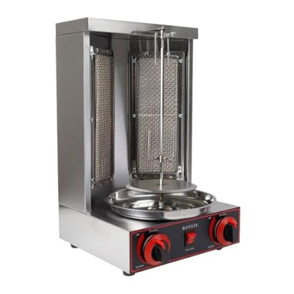 3000W LPG Gas DönergrillDöner Kebab Maschine, Gas Döner Tischgrill Döner BBQ Edelstahl Vertikalgrill Hähnchengril 2-Brenner Kebap Grill