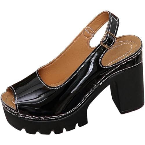 Sandales à talons hauts épais style européen moderne à couleur unie