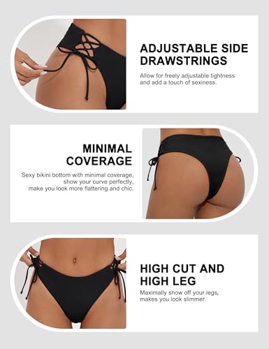 Bonneuitbebe Women's Tie Side Bikini Bottom Cheeky Brazilian Swimwear Bottom with Minimal Coverage4