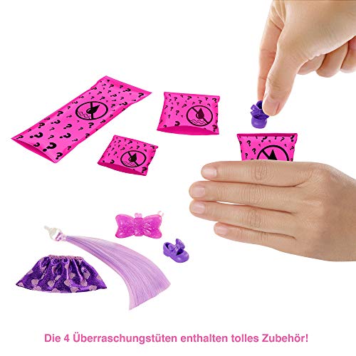 Barbie GTT23 - Barbie Chelsea Color Reveal Puppe, Glitzer Serie, mit Enthüllungseffekt mit 1 Überraschungspuppe und 6… – Bild 4