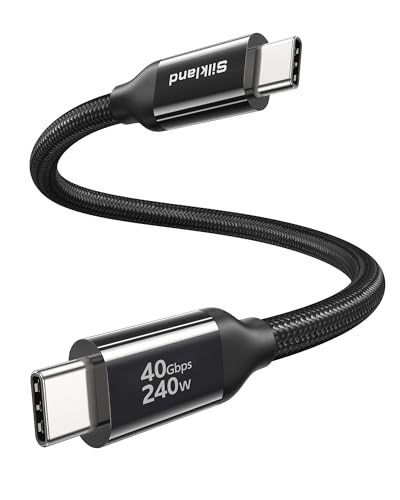 Silkland 40Gbps USB4 para Cable Thunderbolt 4 0.3M, 8K/Dual 4K, Carga Rápida 240W, Cable USB C para Thunderbolt 5, PSSD, Laptop, Dock