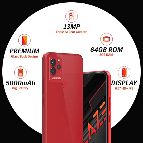 Image of Lava Blaze (Glass Red, 3GB RAM, 64GB Storage)| Premium Glass Back Design| 13 MP AI Triple Camera |Fingerprint Sensor| 5000 mAh Battery| Upto 6GB Expandable RAM