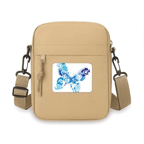 Sac à bandoulière pour téléphone portable bleu à motif graffiti pour smartphone et cartes