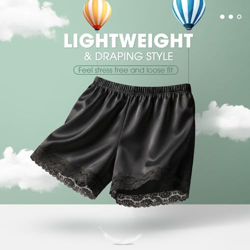 Image of MANCYFIT Satin Bloomers for Women, Lace Hem Slip Shorts