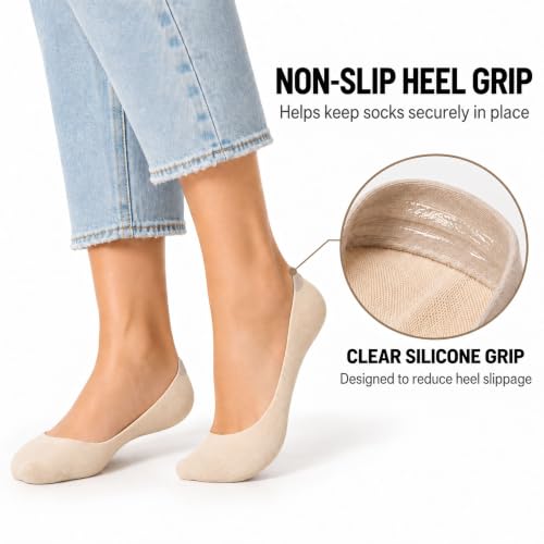 Image of YEJIMONG Cotton No Show Socks for Women, 8 Pairs, Sizes 5-10