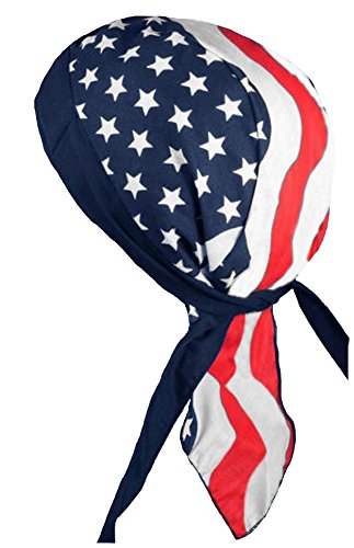 Buy Caps and Hats American Flag Doo-Rag Skull-Cap USA Made with Sweatband Chemo Du-Bandana