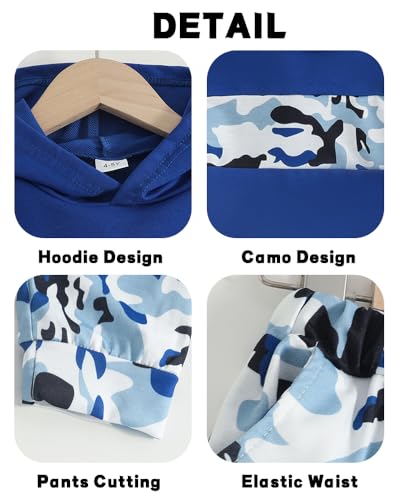 Image of Boys Sweatsuit Long Sleeve Color Block Hoodie Sweatshirt and Jogger Pants 2PC Sets Fall Clothes (Sizes: 4-8)