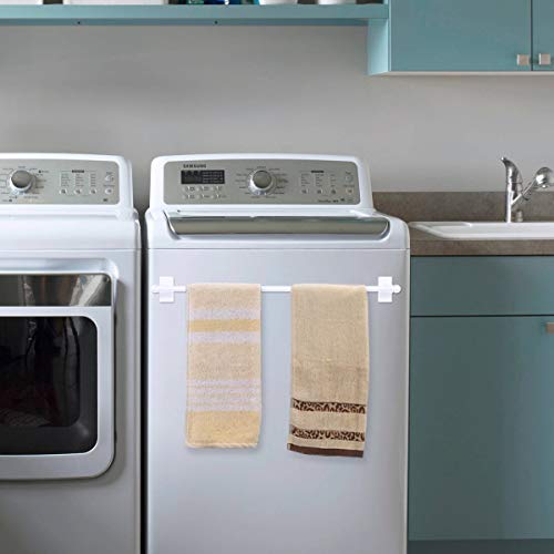 H.versailtex 2 Pack Magnetic Curtain Rods For Metal Doors Top And Bottom Multi-Use Adjustable Appliances For Iron And Steel Place, Petite Ball Ends, 16 To 28 Inch, 1/4 Inch Diameter, White #TOP3