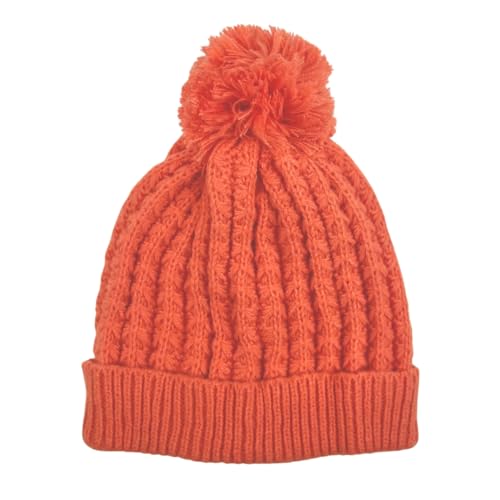 Humble Hilo Knit Hats Beanies for Women Winter Pom Beanie Men or Women Beanies Cable Knit Beanie (US Alpha One Size Red Orange Pom Pom)
