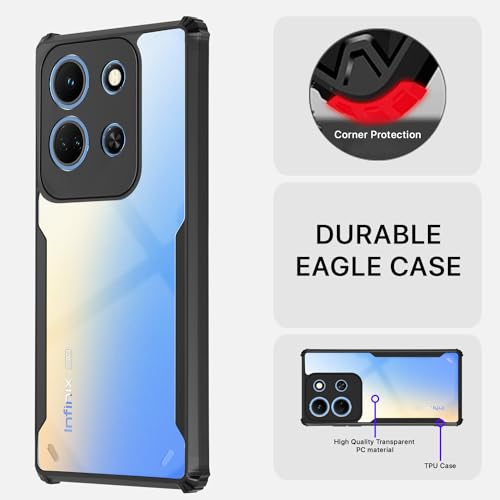 Image of Pikkme Infinix Note 30 5G Back Cover | Crystal Clear Transparent Back | Ultra Hyrbid | Full Camera Protection | Raised Edge | Bumper Back Case (Black)