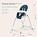 Peg Perego Prima Pappa Follow Me - Petrolio - Hochstuhl mit Baby-Liegefunktion und 4 Doppelrollem mit Bremsen, Lederimitat-Bezug, petrol