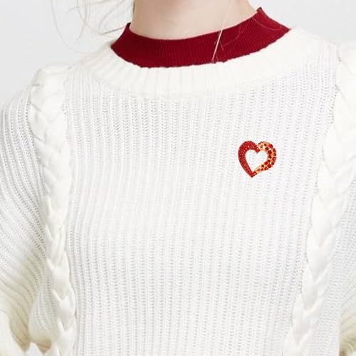 Image of Brooch Pins for Women Fashion Vintage Crystal Rhinestone Red Love Heart Brooch Pin Valentine's Day Birthday Jewelry Gift