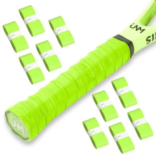 FT FINGER TIP 10 Pack Tennis Racket Grip Tape, Anti-Slip Tennis Overgrip, Precut Sweat-Absorbing Tennis Grip for Badminton, Pickleball, Tennis(Yellow)