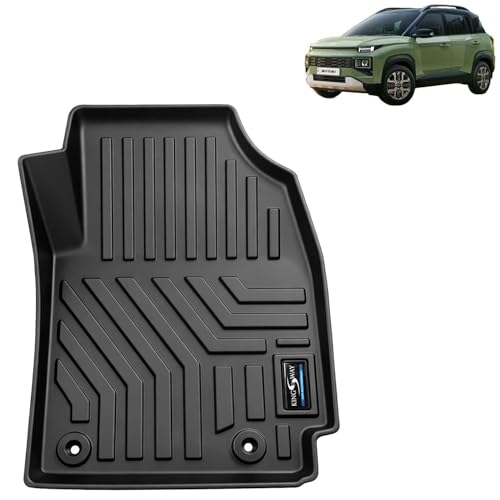 Image of KINGSWAY Accessories Custom-Fit TPE 5D Car Floor Mats Only Compatible with Hyundai Exter | Year 2023 Onwards | Set of 3 Pcs | All Weather Anti Slip Foot Mat with Easy Wash | Black | 2 Years Warranty
