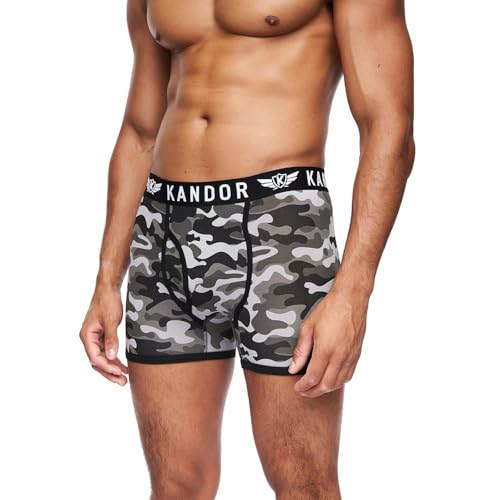 Kandor mens boxers – boxer shorts for men multipack of 5 comfortable stretch cotton men’s underwear trunks, colourful & black underpants, multi pack man briefs CAMOBEE (S,Camobee Pack A) - Image 2