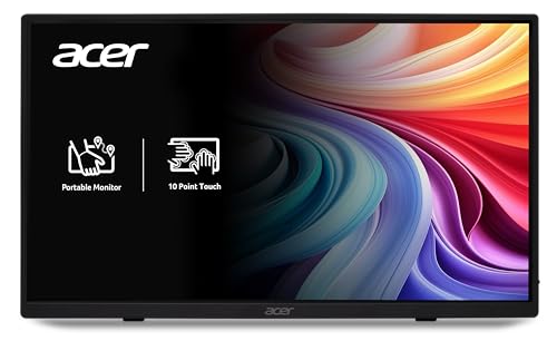 Acer Portable Monitor | 15.6' FHD IPS Touch | Adaptive-Sync Support (FreeSync Compatible) | Slim Design | External Monitor for Laptop PC/Mac | 2 x USB 3.1 Type-C Port & Mini HDMI | PM161QT bmiuuux