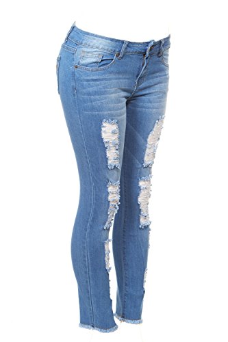 V.I.P. JEANS Women's Fray Hem Skinny Distressed Ripped Juniors Plus4