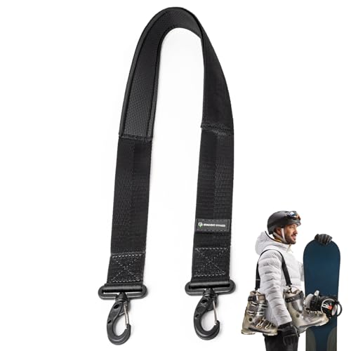 Gradient Fitness Boot Carrier Straps for Ski & Snowboard Anti Slip Downhill Ski Straps Boot Carry Shoulder Sling Tote Leash (Black)