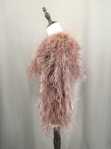 LVCOMEFF Women Natural Ostrich Feather Crop Jacket Bolero Coat For Wedding Party Luxurious2