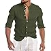 Chemise de loisirs pour homme - Manches courtes - Chemise d'affaires en coton - Chemise en lin - Couleur unie - T-shirt basique - Chemise pour homme - Pour l'été - Pour les loisirs, vert, XXL
