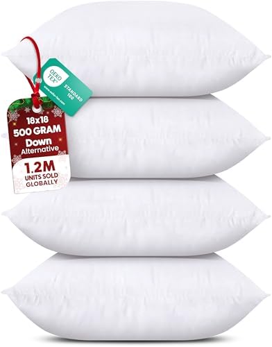 Throw Pillows (Set of 4, White), 18 x 18 Inches Pillows