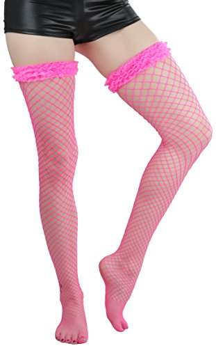 Image of ToBeInStyle Women's Fine Classic Fishnet Thigh High Stretch Nylon Novelty Stockings