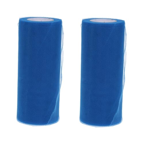 Gogogmee 2pcs Roll Wedding Tulle Blue Mesh Ribbon Blue Decor Light Blue Fabric White Glitter Ribbon Tulle Craft Ribbon Party Tule Fabrics Table Skirt Wedding Decorations Tutu Ribbon
