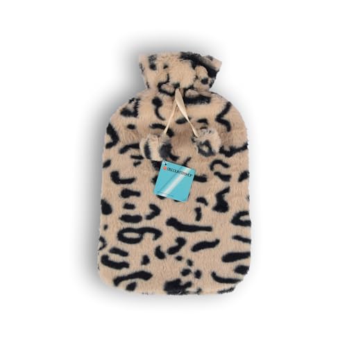 Bouillotte motif guépard peluche de 1,75 l pour vos moments de relaxation sur le canapé