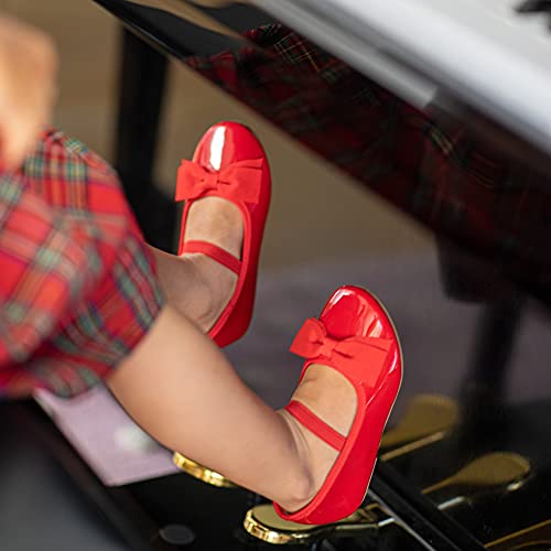 Thee Bron Toddler/Little Girl Red Mary Jane Flats Princess Dress Shoes(G02,Red/6M) #TOP3