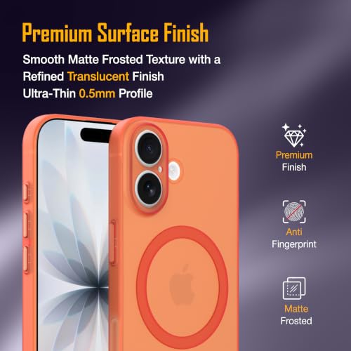 Image of ZAP CASE Paper Thin Case for iPhone 17 | Ultra-Slim 0.5 mm Back Cover | Metal Buttons | Lightweight | Matte Finish | Anti-Fingerprint | Scratch Resistant | Camera Protection | Magsafe | Orange