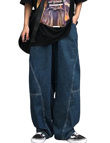 Mens Baggy Jeans Y2K Emo Alt Grunge Cargo Pant Aesthetic Demin Jogger Hiphop Tripp Streetwear