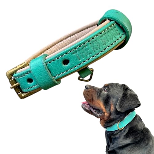 Image of High Graded Premium Leather Dog Collar- Dog Collar for Large Dogs, Dog Collar for Med, Dog Collar Belt (Green, Size Neck - Small (11.5-14.5 Inch)