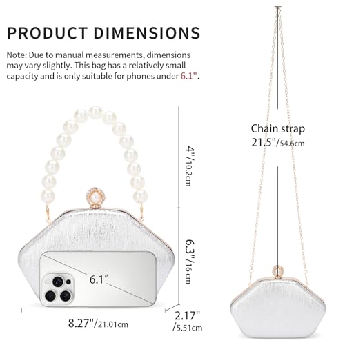 Image of RNIEGA Evening Bags For Women Formal Evening Clutch Women'S Evening Handbags, Pearl Beaded Top Handle Bag For Wedding, Prom, Party