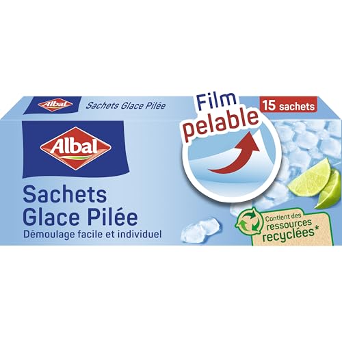 Albal - 15 Sachets glace pilée - Démoulage facile - Facile à remplir - Contient des ressources recyclées