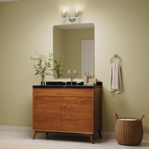 Image of Progress Lighting Replay 13 Inch 2-Light Vanity Light, Transitional, Polished Nickel with Clear Glass Shades, (7.875 inch H x 13 inch W x 6 inch D), P300582-104