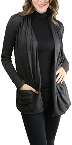 Image of ToBeInStyle Women's Long Sleeve Rib Banded Open Sweater Cardigan
