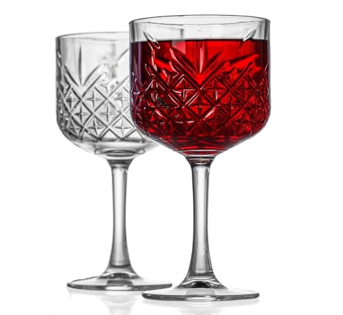 Image of bellemax 450ML Crystal Wine Glass Red or White Cut Wine, Transparent Champagne Flute Wine Glass Set, Long Wine Glass Set (Set of 2, BM-10)